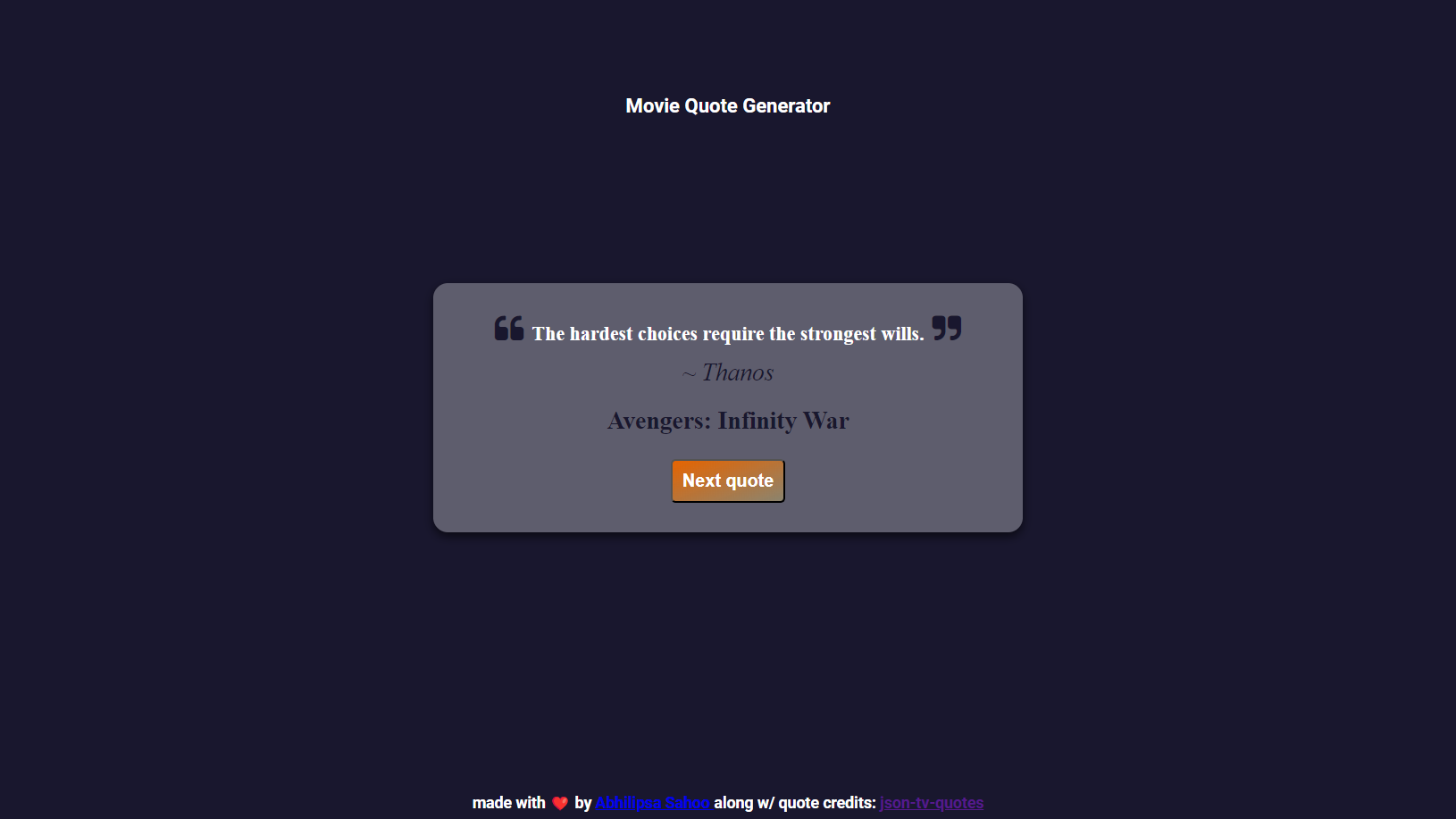 Movie Series Quote Generator